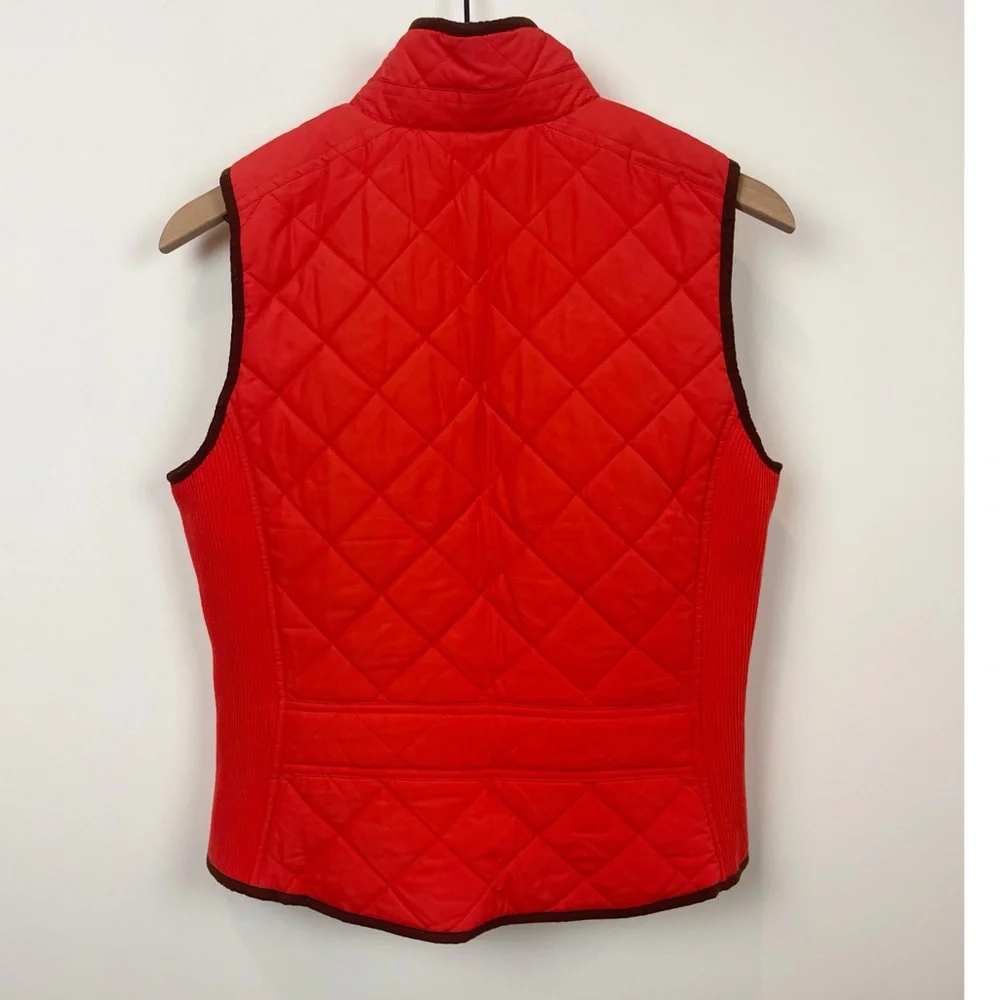 Lauren Ralph Lauren Quilted  Vibrant Orange Jacket with Brown Corduroy Accents - Picture 7 of 7